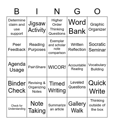 WICOR Bingo Card