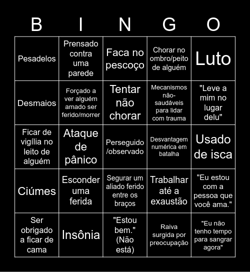 Coisas ruins acontecem Bingo Card