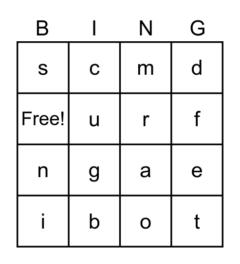Phonics Weeks 1-7 Bingo Card