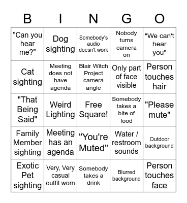 TEAMS Bingo Card Bingo Card