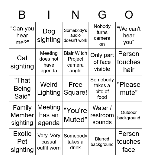 TEAMS Bingo Card Bingo Card