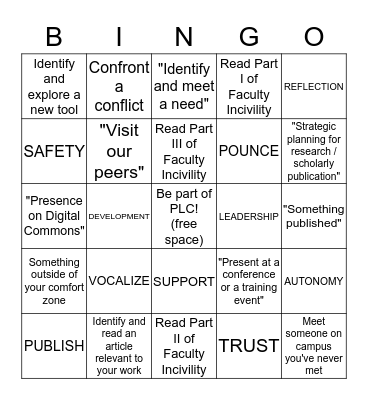 PLC Goals & Vision Bingo Card