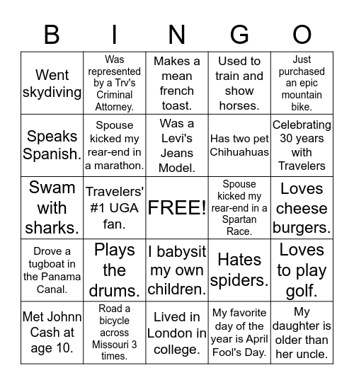 Guess Who Bingo Card