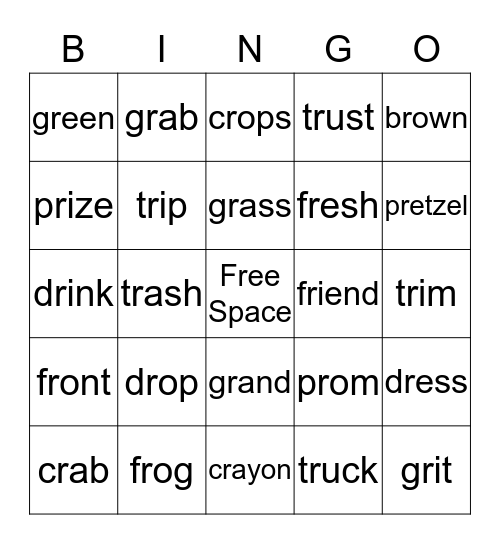 R  Blends (W.V. Story 1-3) Bingo Card