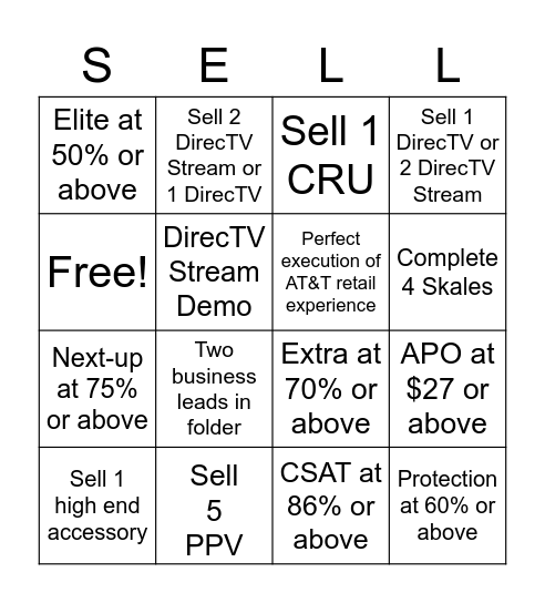 Sales Bingo Card