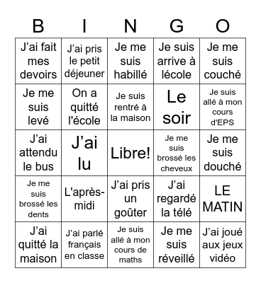 Ma Routine: Hier Bingo Card