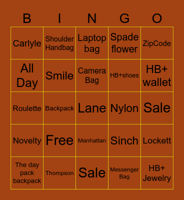 Turkey Day Bingo Card