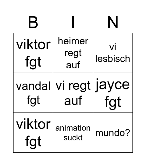 Mirza arcane Bingo Card