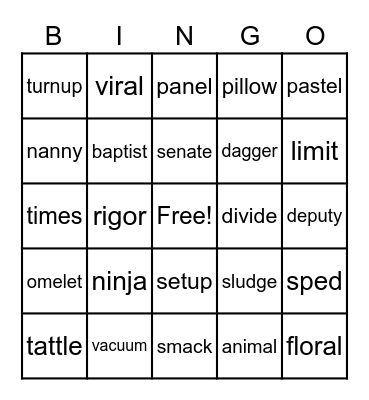 Spot the Nonsense Word Bingo Card