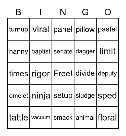 Spot the Nonsense Word Bingo Card