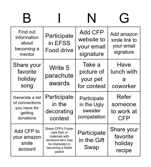 CFP Get Involved Bingo Card