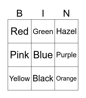 Color BINGO Card