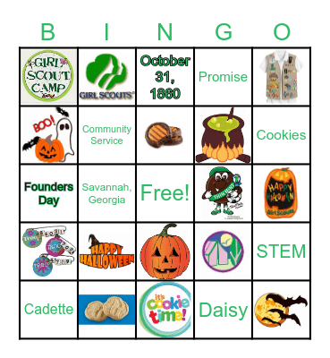 Juliette Gordon Low Halloween Bingo Card