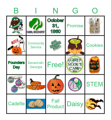 Juliette Gordon Low Halloween Bingo Card