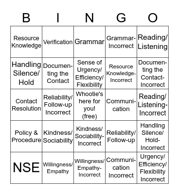 BML Bingo Card