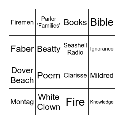 Fahrenheit 451 Bingo Card