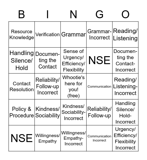 BML Bingo Card