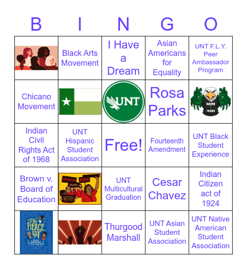 BIPOC x UNT Bingo Card