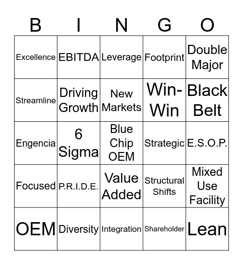 MEC Buzz Word Bingo Card