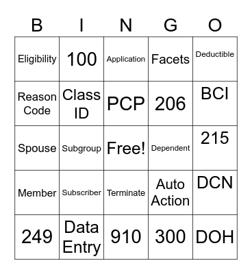Training BINGO Card