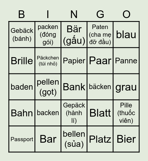 K11 - Minimalpaare B Und P Bingo Card