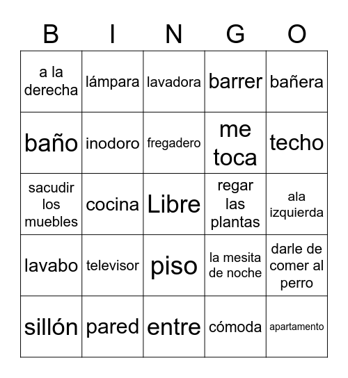 SP II CH 2 L2 Vocab Bingo Card