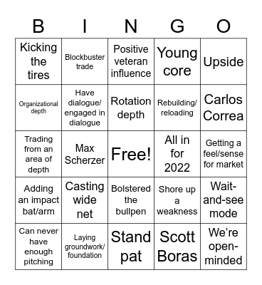 Winter Meetings bingo! Bingo Card