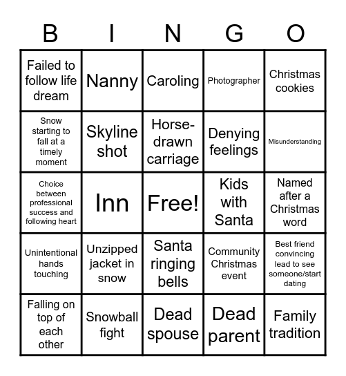 Hallmark Movie Bingo🎄 Bingo Card