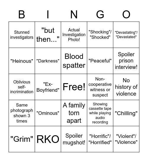 Paula Zahn Bingo Card