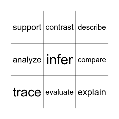 Academic Vocabulary Bingo Card