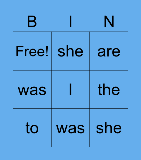 Unit 1 Camera Words Bingo Card