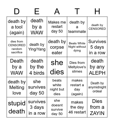 Courtney's Bingo Card