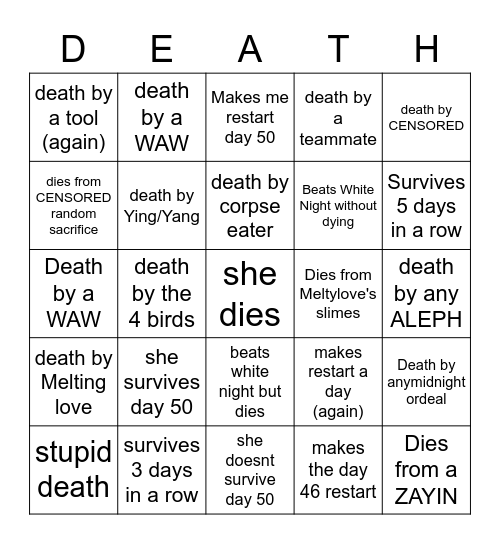 Courtney's Bingo Card