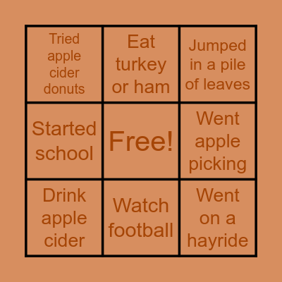 Fall Bingo Card