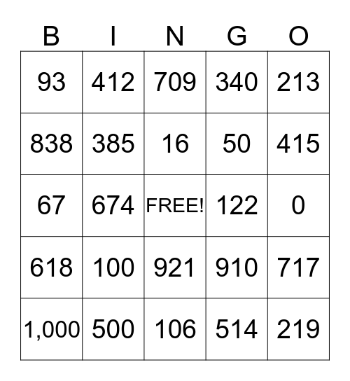 Los Números Bingo Card