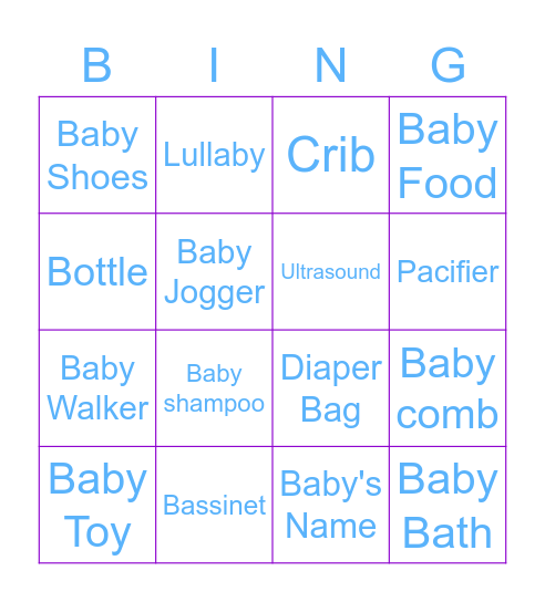 Sondras Baby Shower Bingo Card