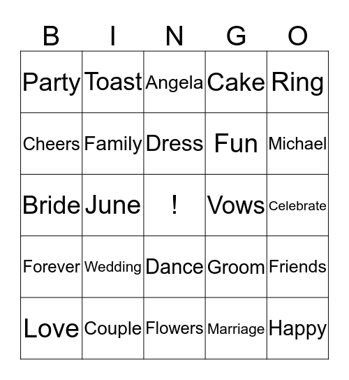 From Ms to Mrs Bingo Card