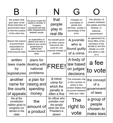 Voc Bingo Card