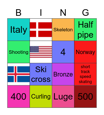 Winter Olympics Bingo Card