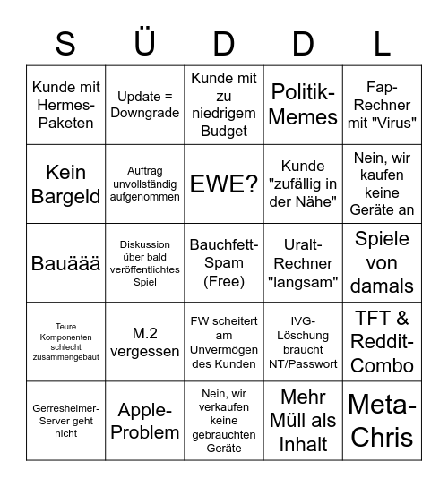 EnTrance IT Bingo Card