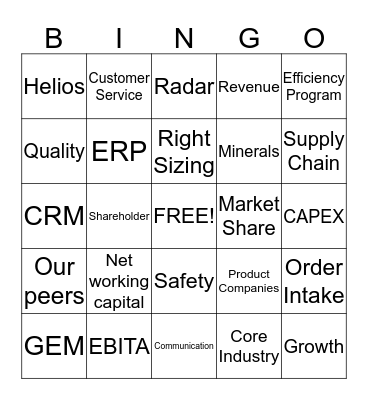 Corporate Lingo Bingo Card