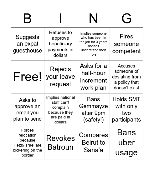 Unnamed for plausible deniability Bingo Card