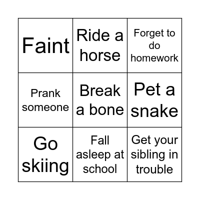 Have you ever Bingo Card