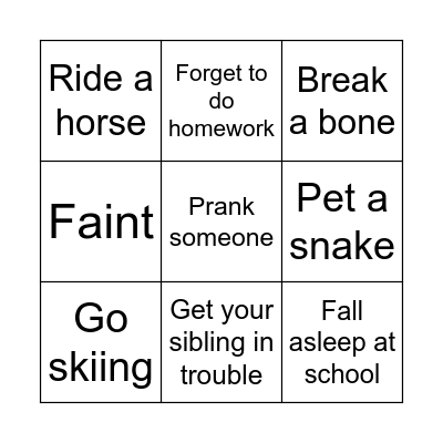 Have you ever Bingo Card