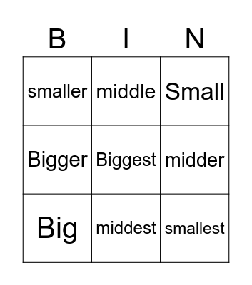 TEST BINGO Card