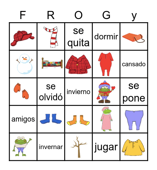 Froggy Gets Dressed Bingo Card