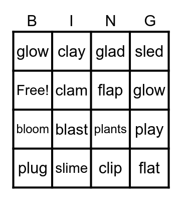 consonant blends Bingo Card