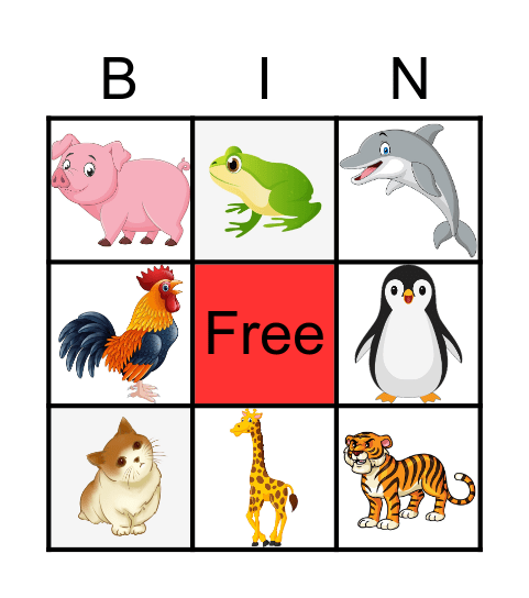Animal Bingo Card