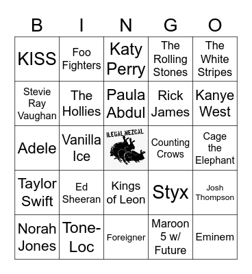 COLD SONGS Bingo Card