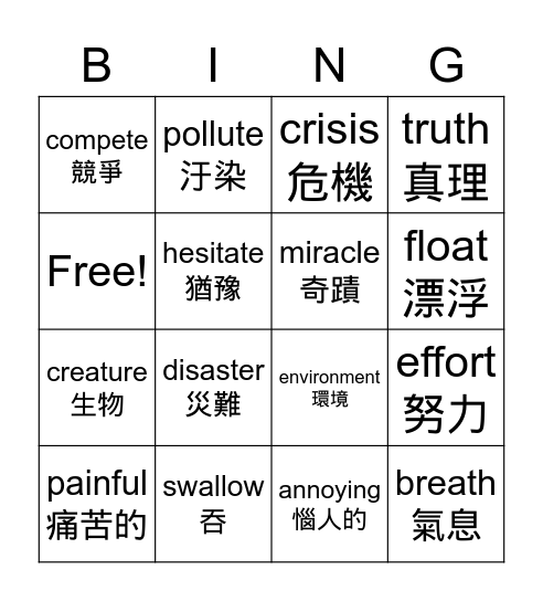 B3U5 Bingo Card